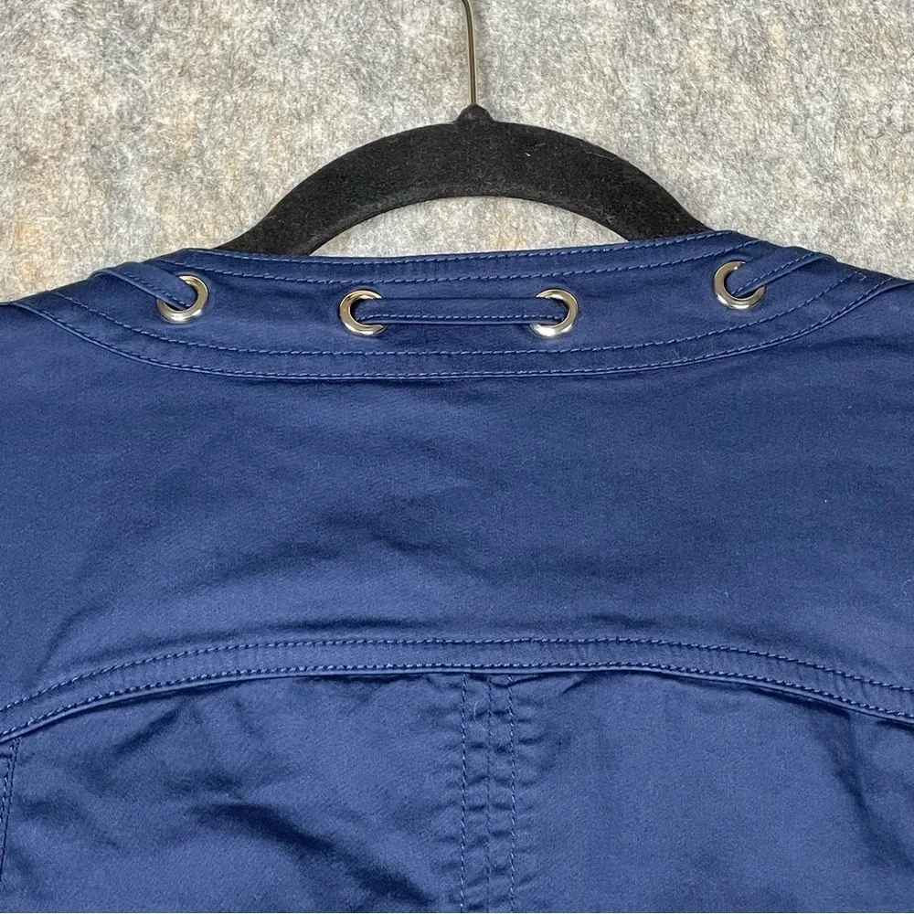 Chicos Navy Blue Nautical Stylish Lightweight Utility Zip Up Jacket - Sz 12/L